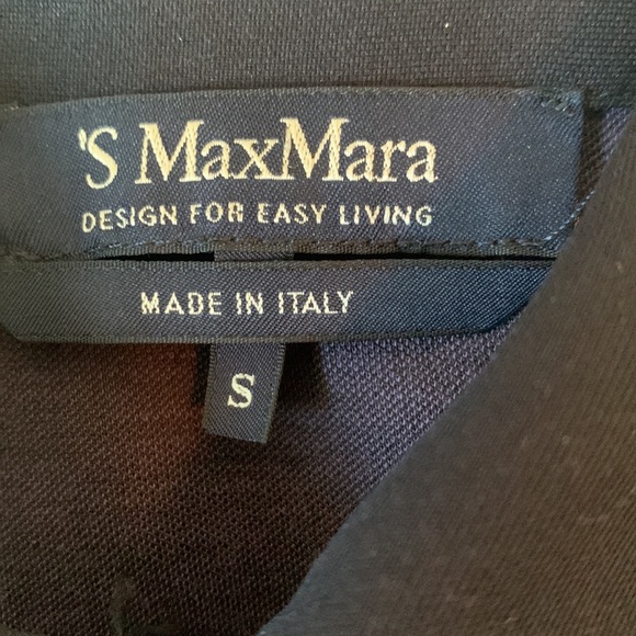 S’MaxMara Italy fitted black knit long sleeved shirt w epaulettes curved hem EUC - Picture 2 of 6
